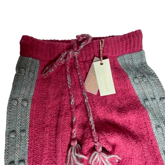 Last Chance NWT Loveshackfancy Landana Pink/Gray Jogger Knit Sweater Pants S - Picture 9 of 15